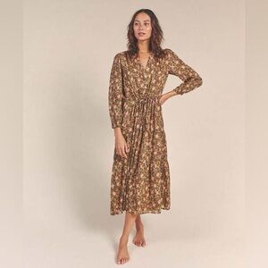 Trovata Ainsley B Floral Long Sleeve Drawstring Midi Dress